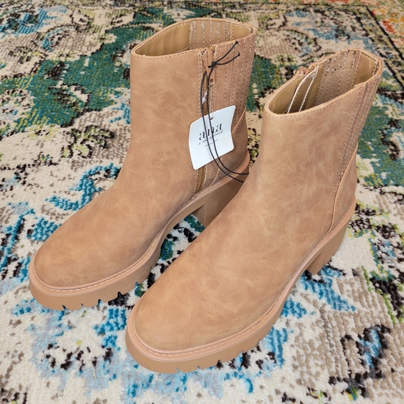 a.n.a Shoes - NWOB A.N.A Brown Taupe Zip Up Moto Combat Maria Cognac‎ Boot, Multiple Sizes
